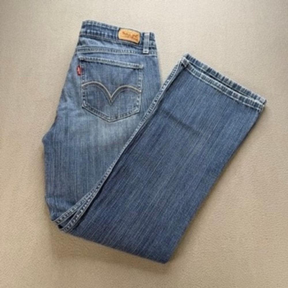 Levis 518 Superlow Jeans Womens 13M Blue Stretch Bootcut Faded Denim Y2K Retro